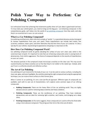 polish your way to perfection car polishing