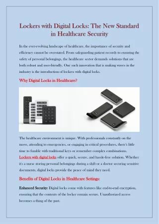 Lockers with Digital Locks The New Standard in Healthcare Security