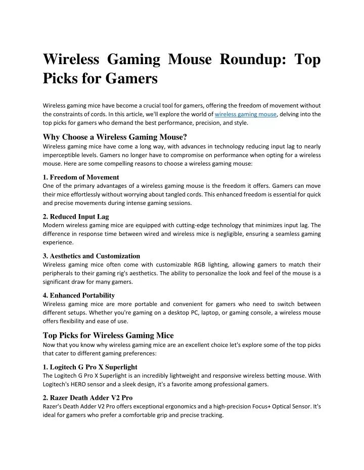 wireless gaming mouse roundup top picks for gamers