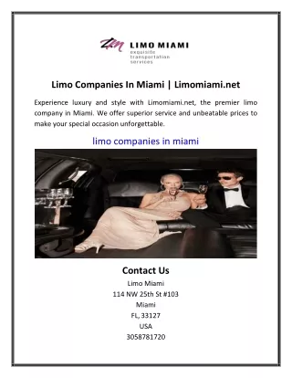 Limo Companies In Miami | Limomiami.net