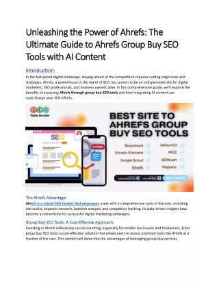 Choosing the Best Site for Ahrefs Group Buy SEO Tools