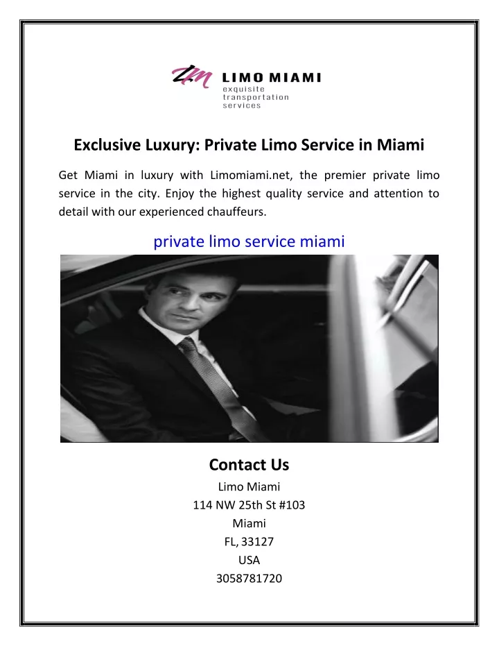 exclusive luxury private limo service in miami