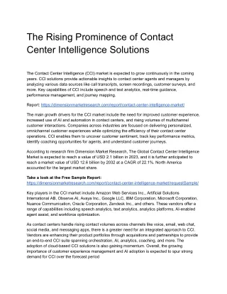 Contact Center Intelligence