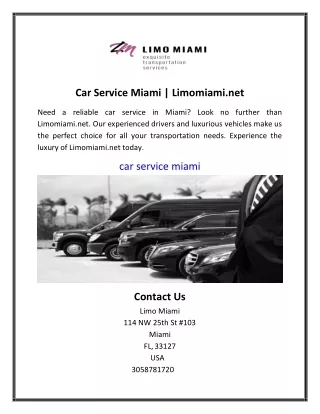 Car Service Miami | Limomiami.net
