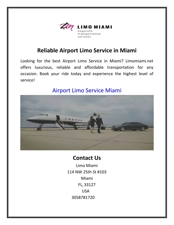 reliable airport limo service in miami