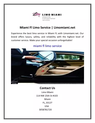 Miami Fl Limo Service | Limomiami.net