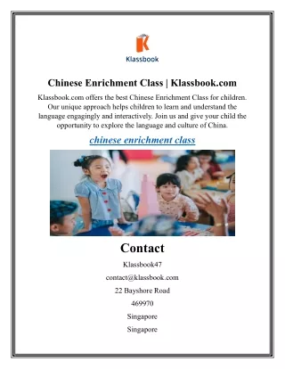 Chinese Enrichment Class  Klassbook