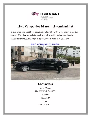 Limo Companies Miami | Limomiami.net