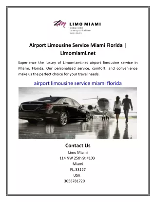 Airport Limousine Service Miami Florida | Limomiami.net