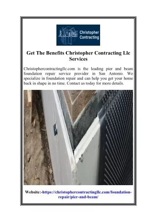 Get The Benefits Christopher Contracting Llc Services