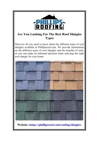 Are You Looking For The Best Roof Shingles Types