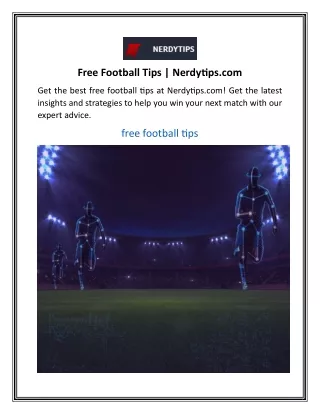 Free Football Tips  Nerdytips