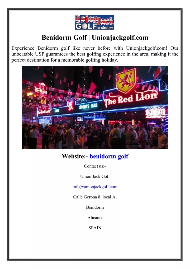 benidorm golf unionjackgolf com