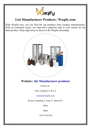 List Manufacturer Products  Waqify.com