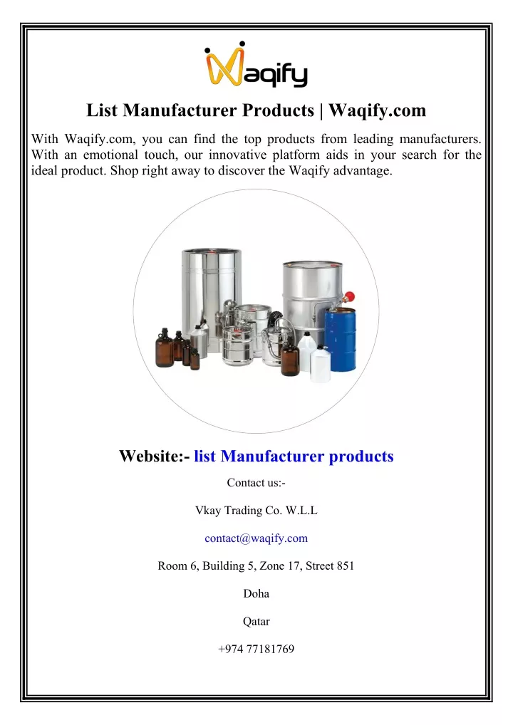 list manufacturer products waqify com