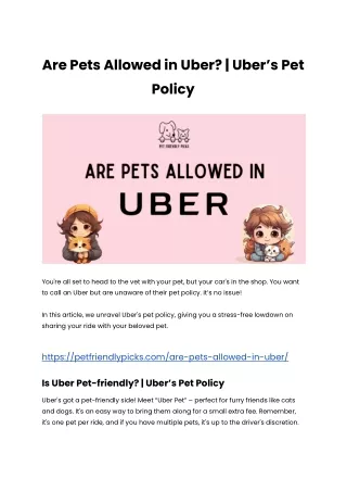 Are Pets Allowed in Uber?