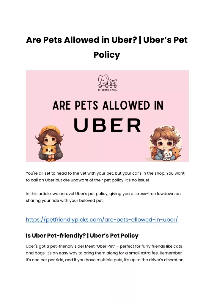 are pets allowed in uber uber s pet policy