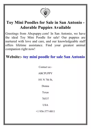 Toy Mini Poodles for Sale in San Antonio - Adorable Puppies Available