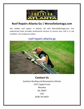 Roof Repairs Atlanta Ga | Weroofatlantaga.com