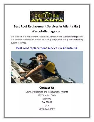 Best Roof Replacement Services In Atlanta Ga | Weroofatlantaga.com