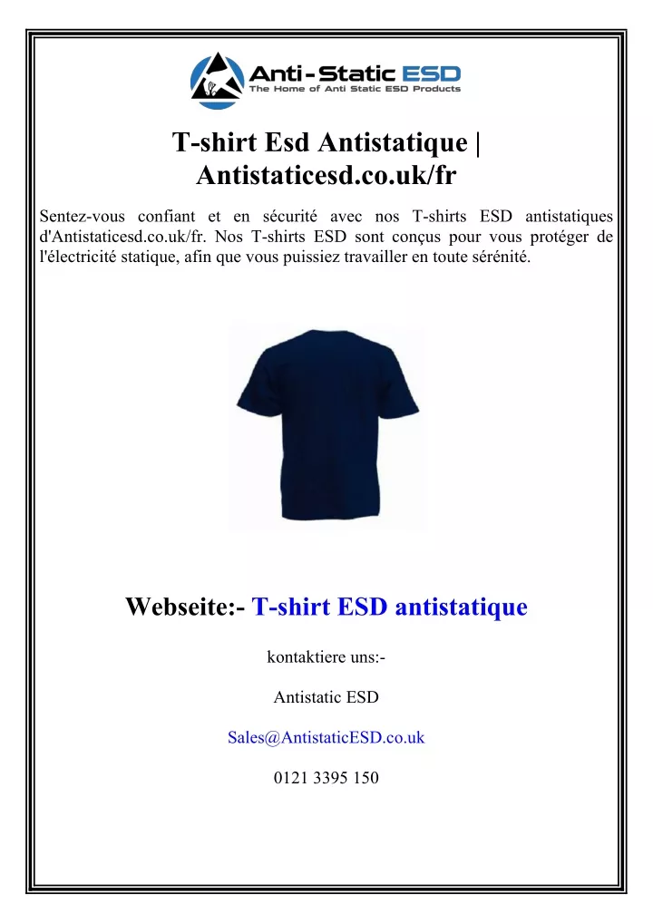 t shirt esd antistatique antistaticesd co uk fr