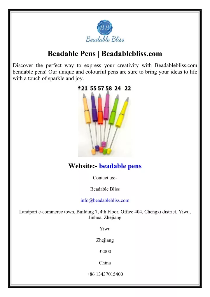 beadable pens beadablebliss com