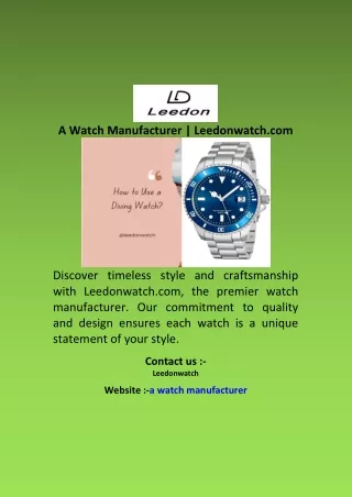 A Watch Manufacturer  Leedonwatch com