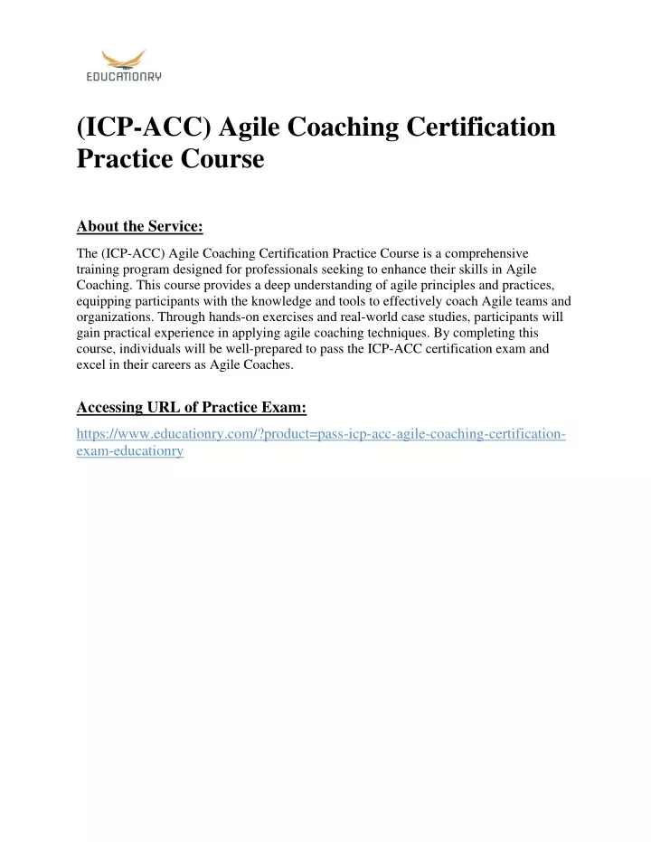icp acc agile coaching certification practice
