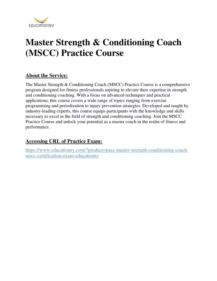 master strength conditioning coach mscc practice