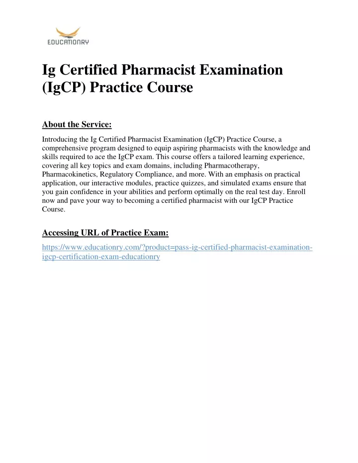 ig certified pharmacist examination igcp practice