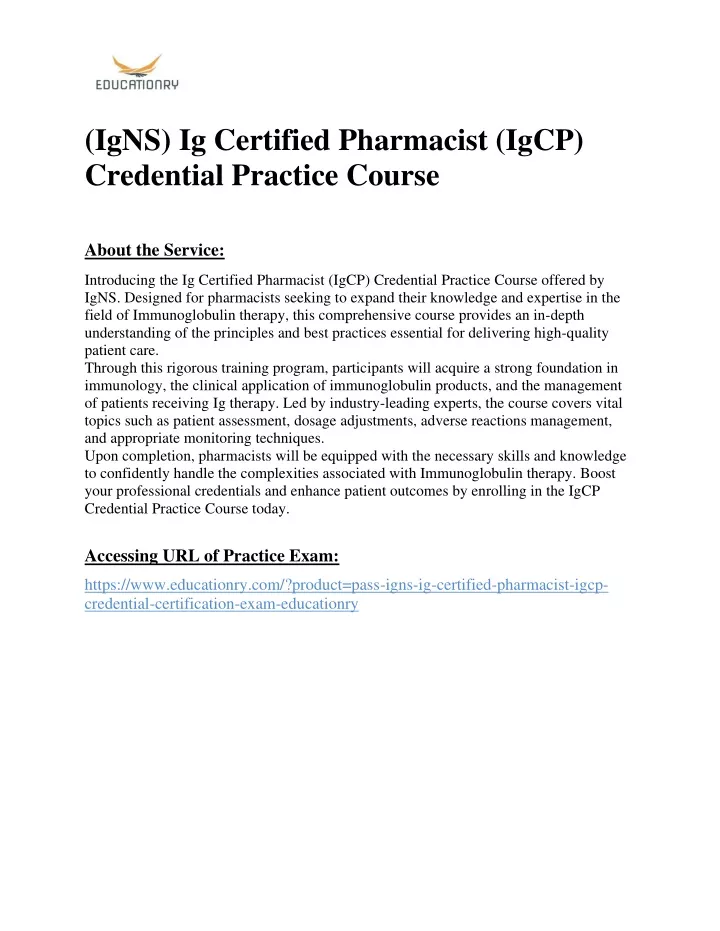 igns ig certified pharmacist igcp credential