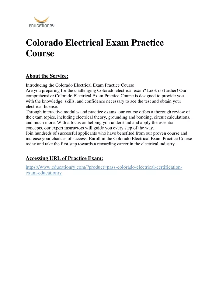 colorado electrical exam practice course