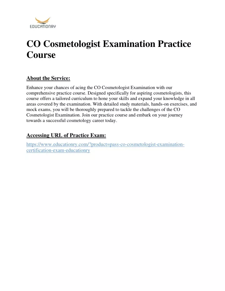 co cosmetologist examination practice course