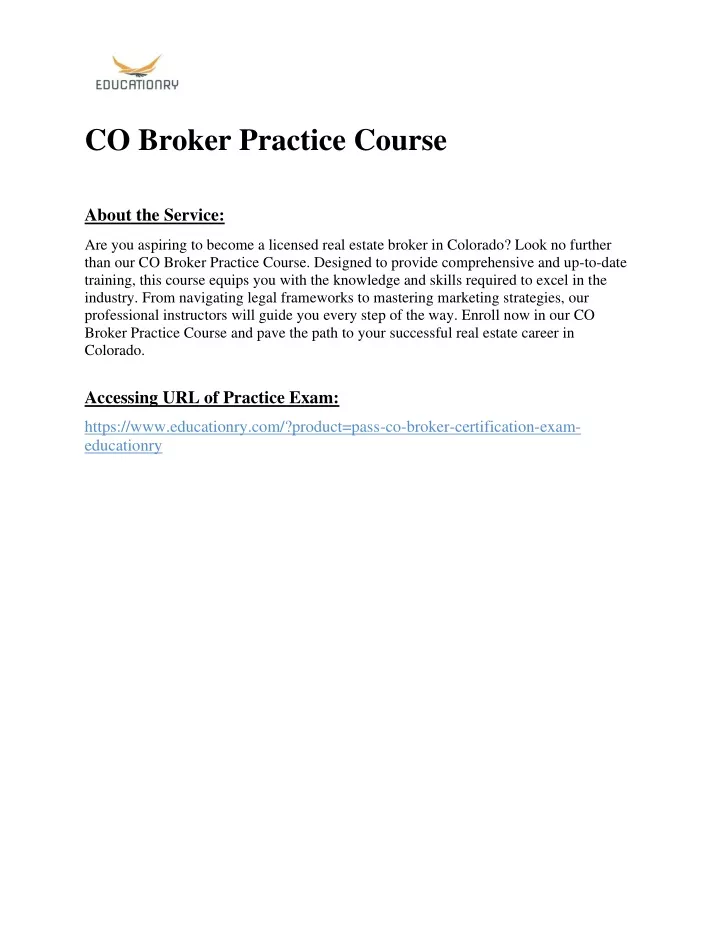 co broker practice course