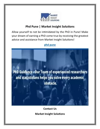 Phd Pune   Market Insight Solutions