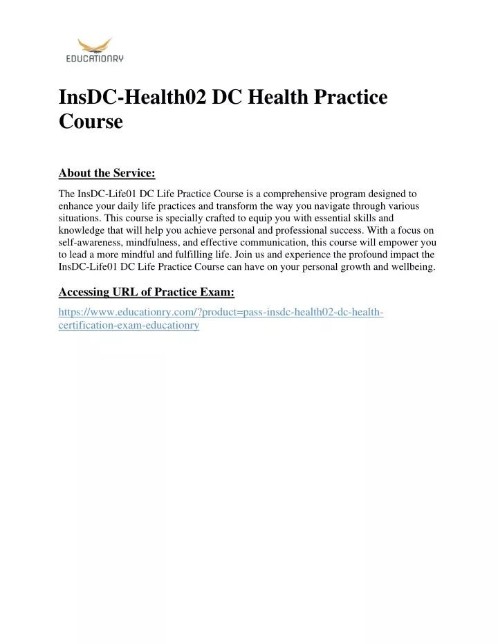 insdc health02 dc health practice course