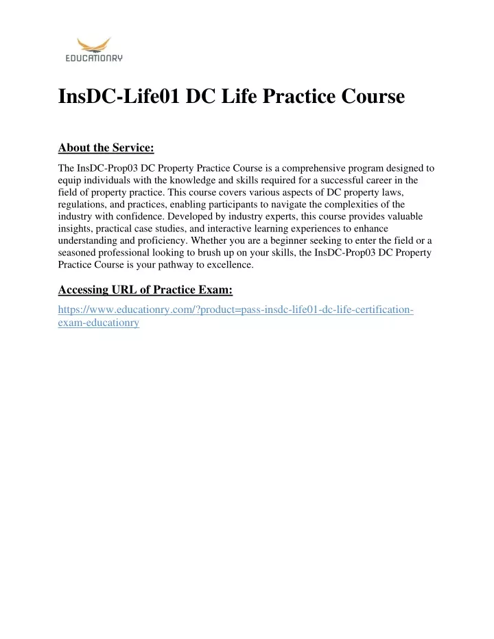 insdc life01 dc life practice course