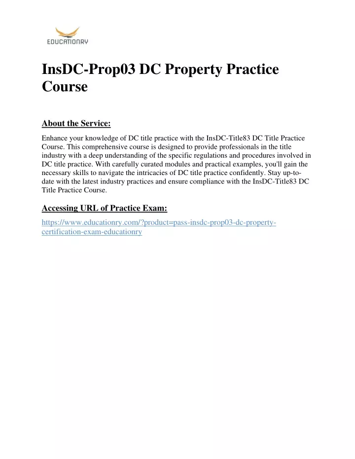 insdc prop03 dc property practice course