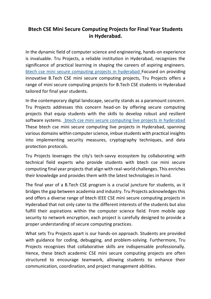 presentation topics for b tech cse