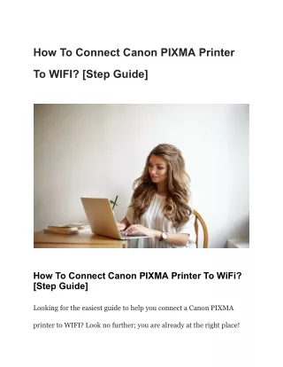 How To Connect Canon PIXMA Printer To WIFI