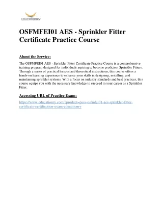 osfmfei01 aes sprinkler fitter certificate