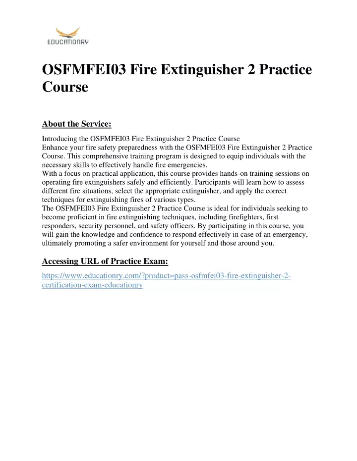 osfmfei03 fire extinguisher 2 practice course