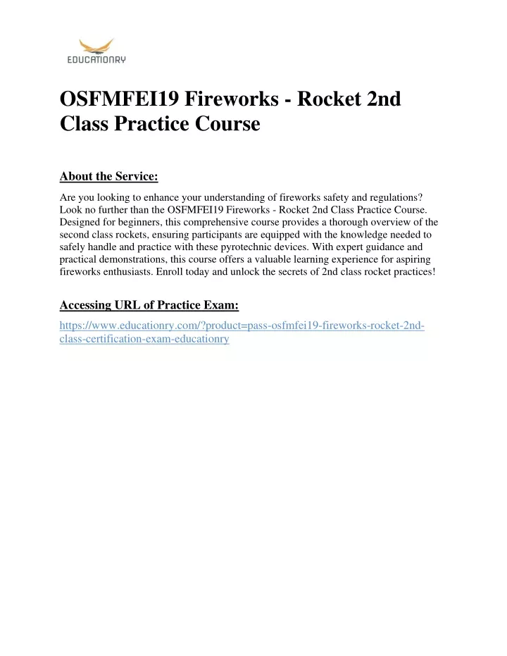 osfmfei19 fireworks rocket 2nd class practice