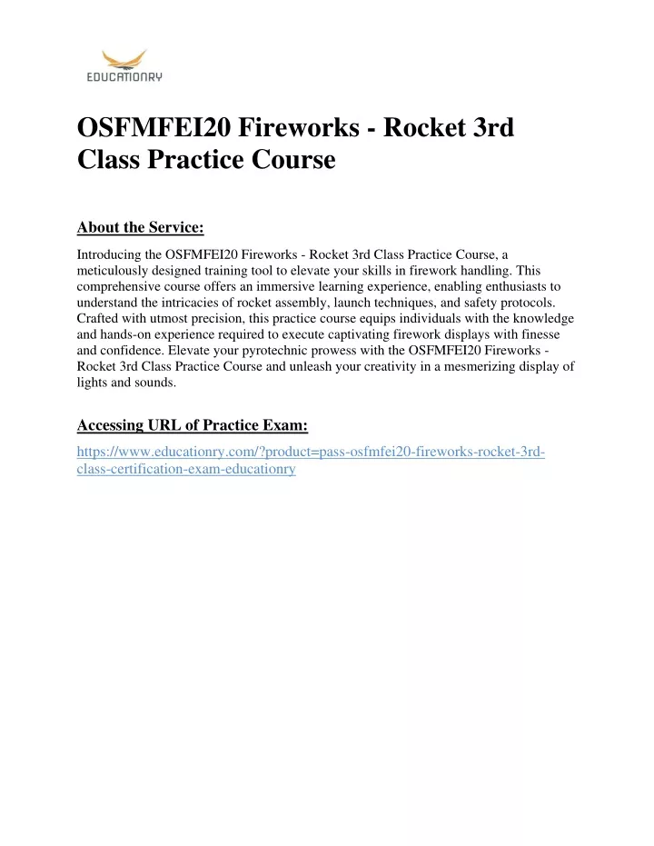 osfmfei20 fireworks rocket 3rd class practice