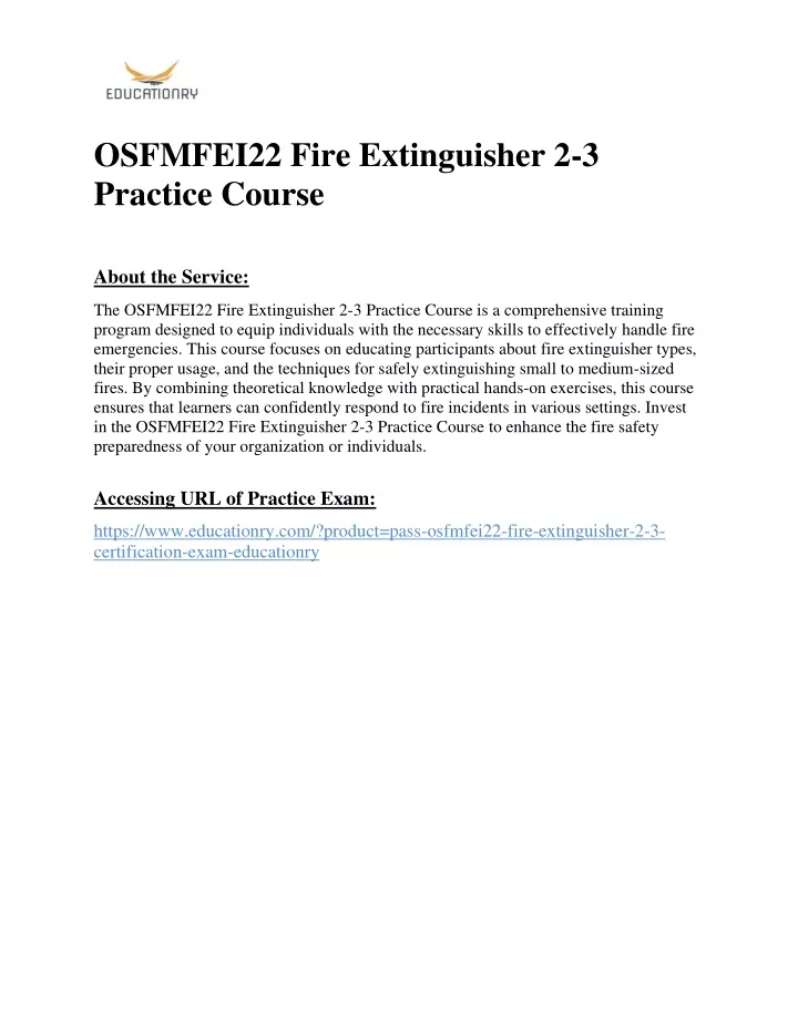 osfmfei22 fire extinguisher 2 3 practice course