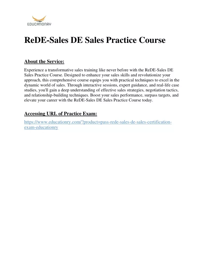 rede sales de sales practice course