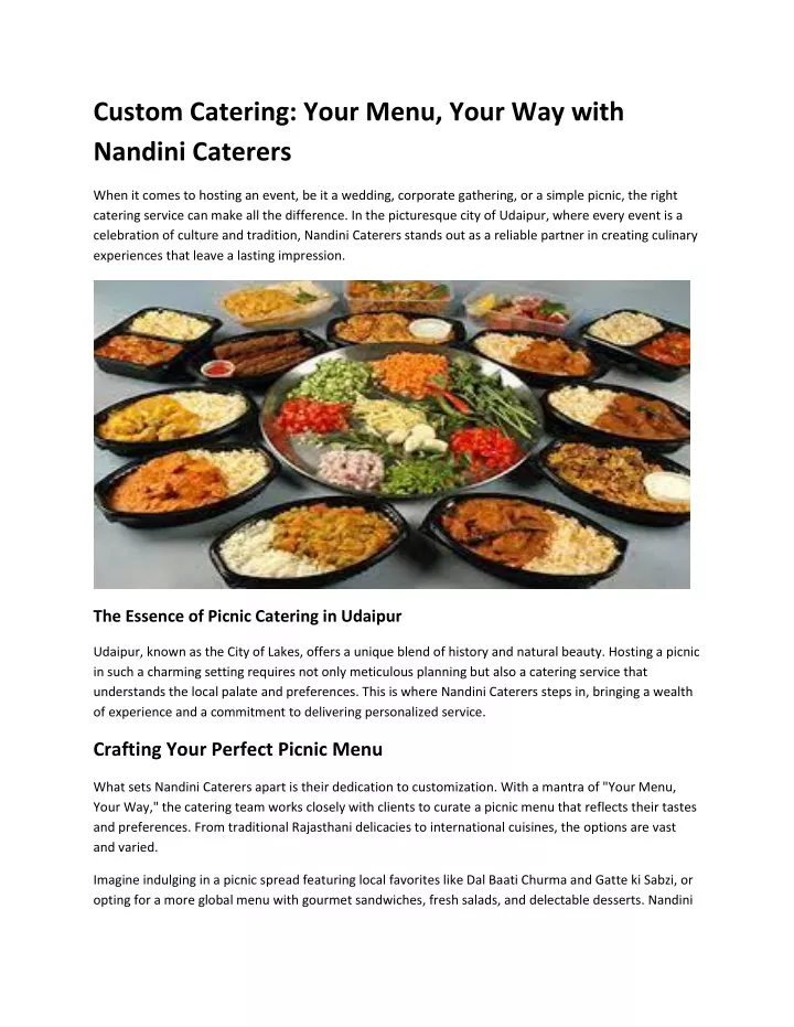 custom catering your menu your way with nandini