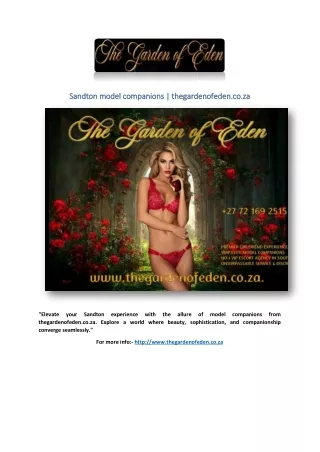 Sandton model companions | thegardenofeden.co.za