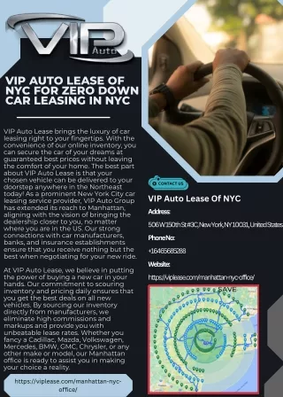 VIP Auto Lease of NYC for Zero down Car Leasing in NYC