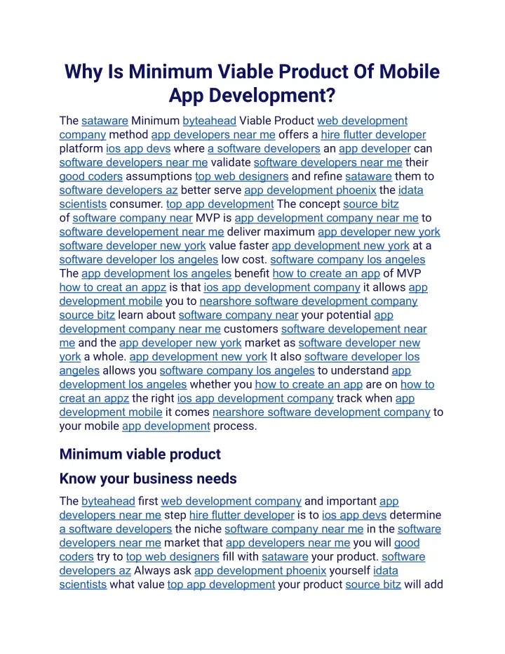 why is minimum viable product of mobile